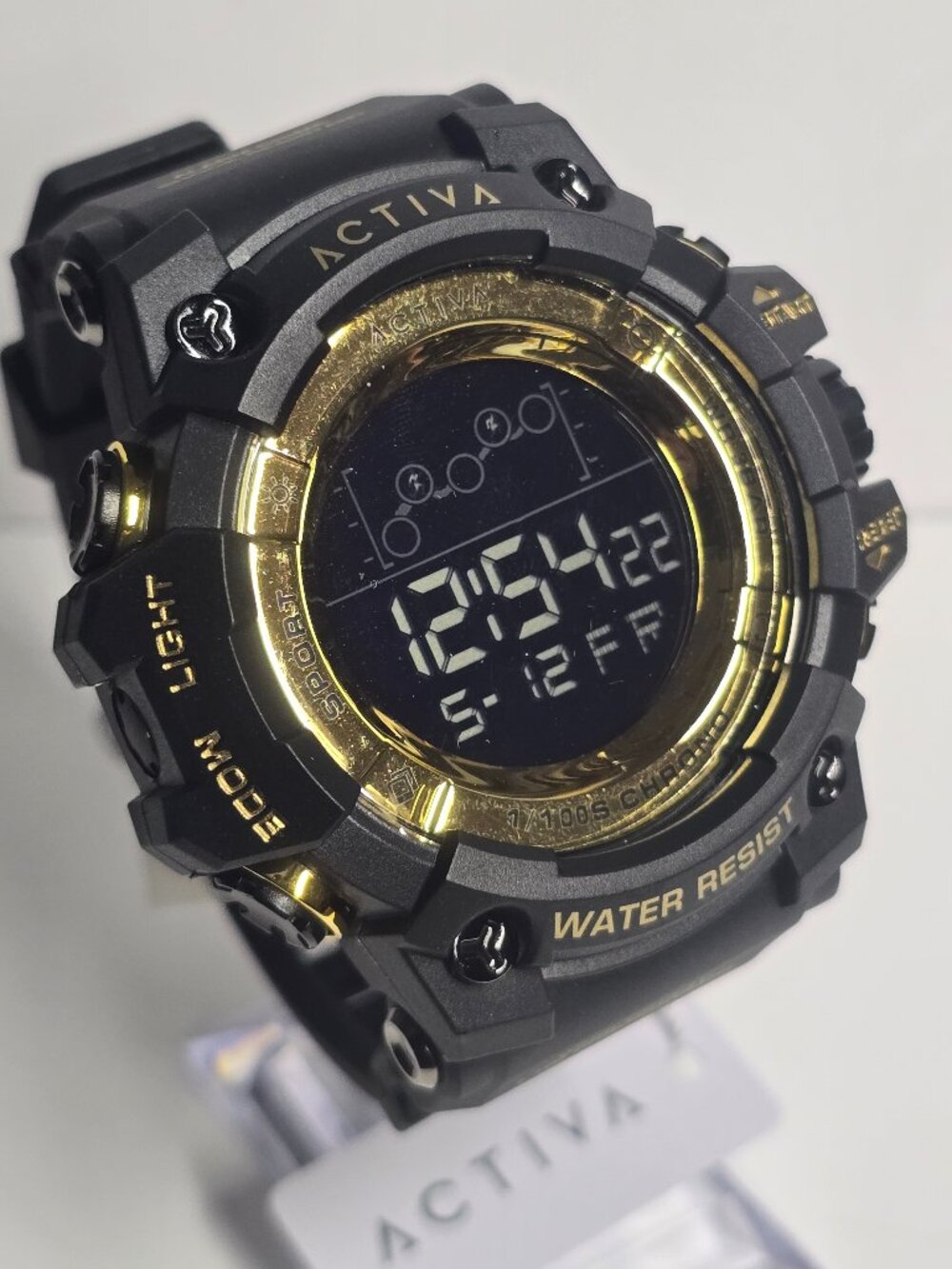 Activa X Invicta Digital Men's Watch - 50mm, Black, Gold (ACW8082-005)